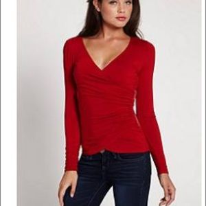 G by Guess Red wrap sweater/top